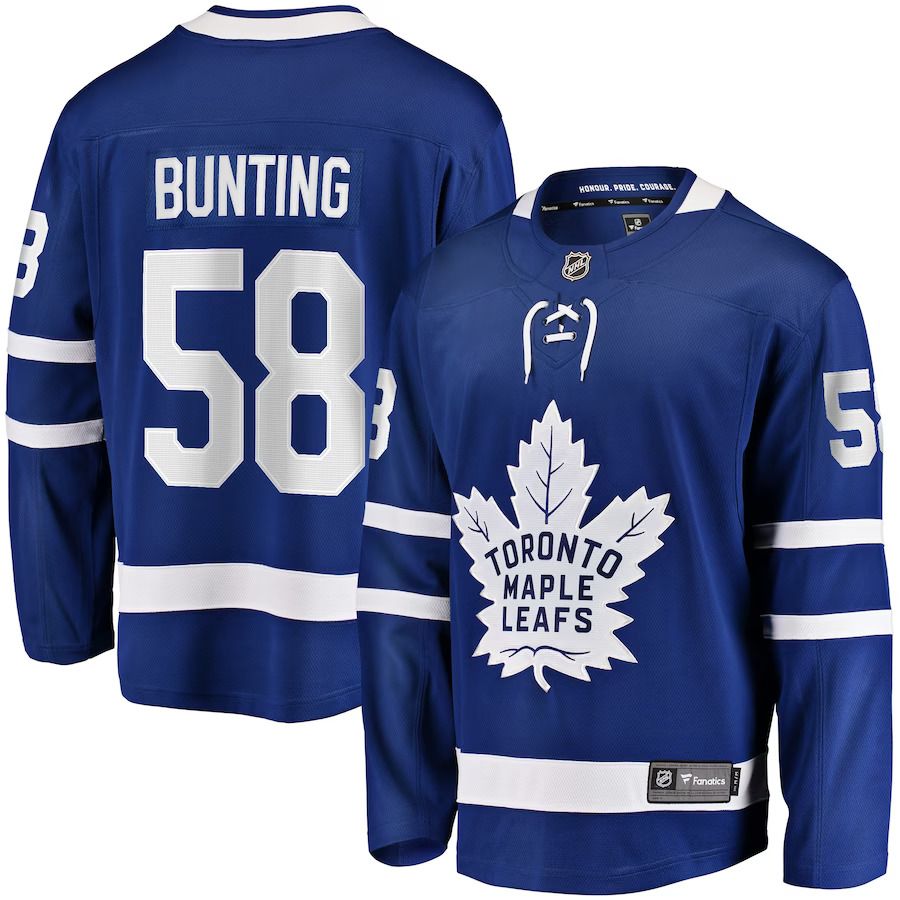 Men Toronto Maple Leafs 58 Michael Bunting Fanatics Branded Blue Home Breakaway Player NHL Jersey
